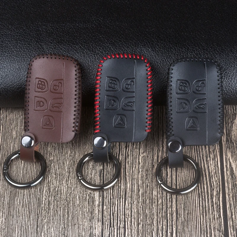 

Leather Car Remote Key Fob Shell Cover Case for Land Rover RANGE ROVER SPORT Evoque Freelander 1 2 Found 2 3 4 A8 For Jaguar XF