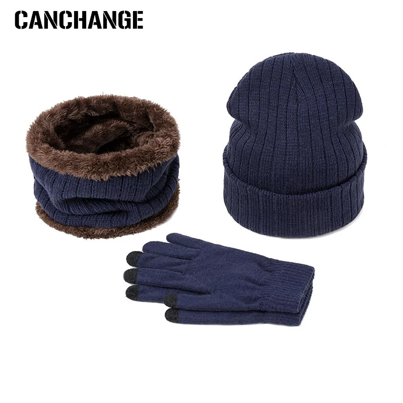 Фирменный дизайн шапка унисекс шарф и перчатки уплотненные 3 предмета зимние