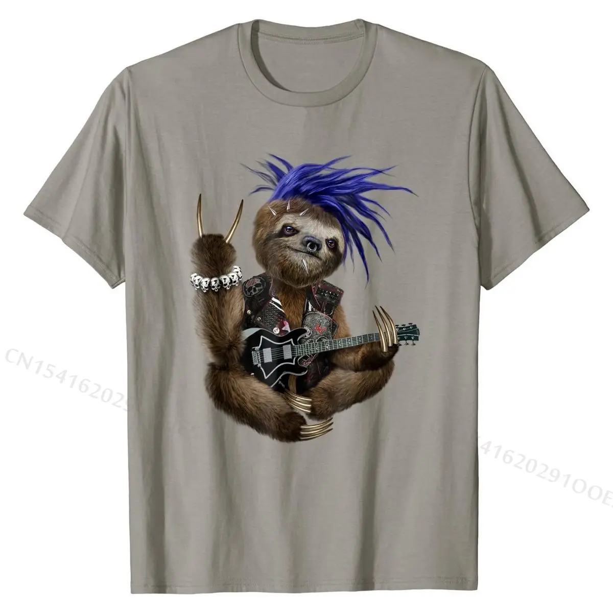 

Punk Sloth as Guitarist in Heavy Metal Band - T-Shirt Tops Shirts New Crazy Cotton Men Top T-shirts Europe