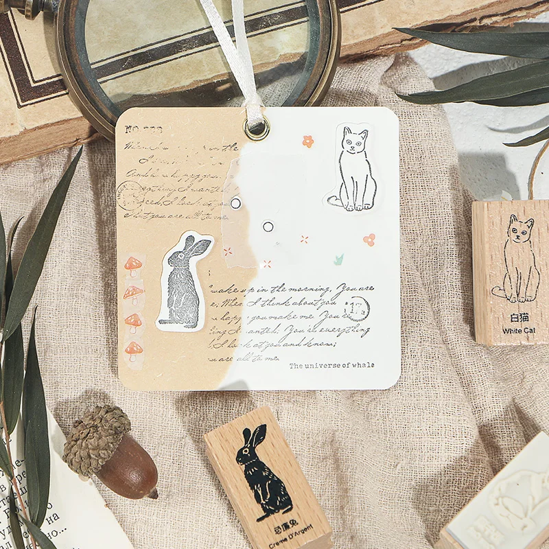 6 PCS/set Animal map DIY wooden rubber cat rabbit stamp set Crafts diy Handmade decal scrapbooking Photo Album | Канцтовары для