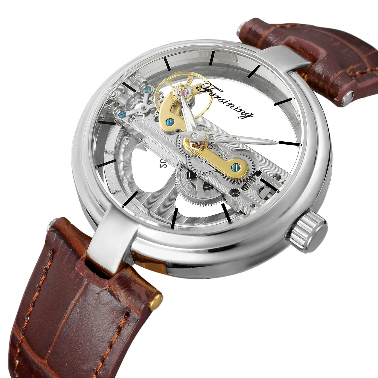 Ультратонкие серебряные автоматические механические мужские часы Tourbillon из натуральной кожи ремешок прозрачный циферблат спортивные часы мужские Relojes