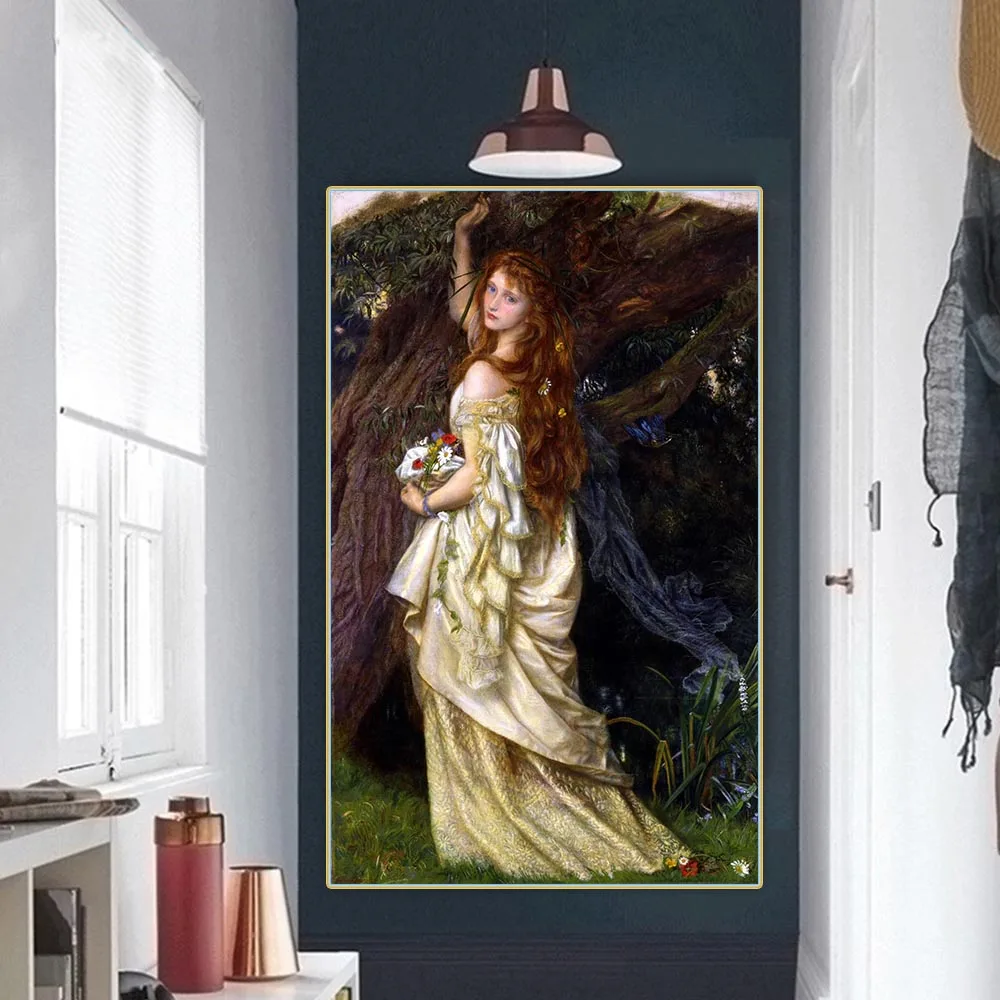 

Arthur Hughes " Ophelia " Canvas Art Oil Painting Aesthetics Decor Artwork Backdrop Picture Poster Home Living Room Decoration