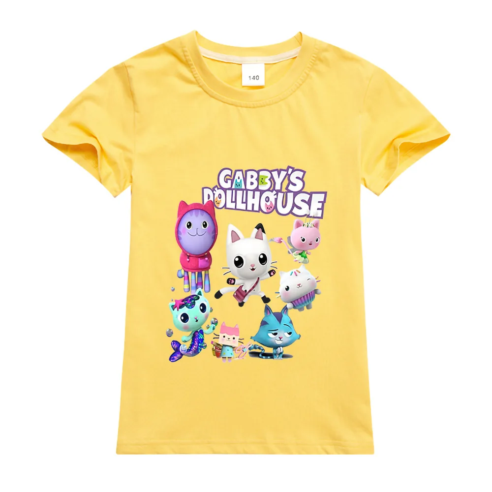 Футболка Gabby детская с котами хлопковая рубашка коротким рукавом для мальчиков и