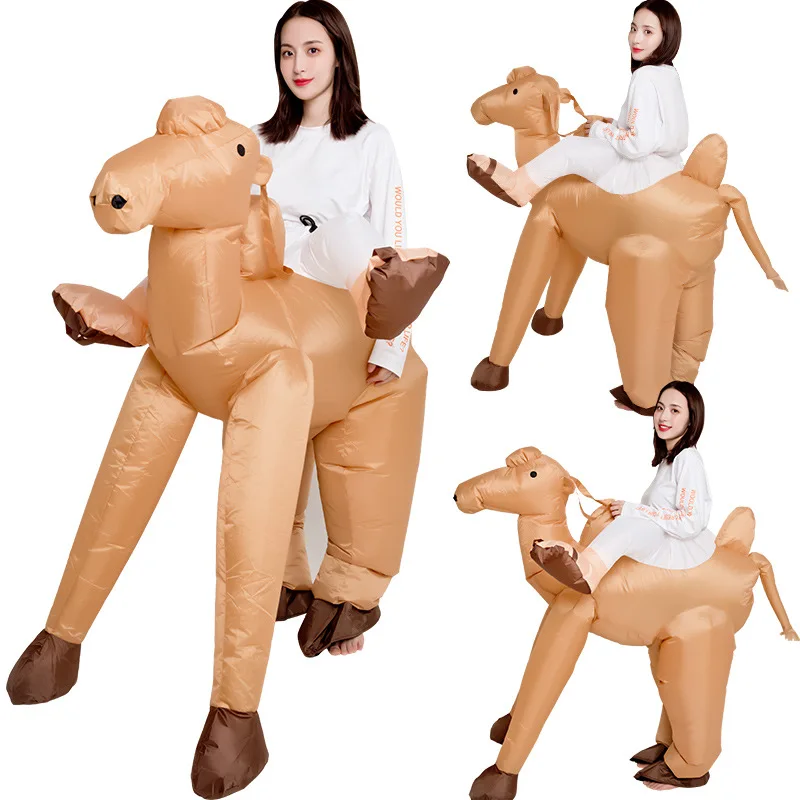 

Adults Animal Mount Desert Camel Inflatable Costumes Men Halloween Cosplay Cartoon Mascot Doll Party Role Play Dress Up Clothes