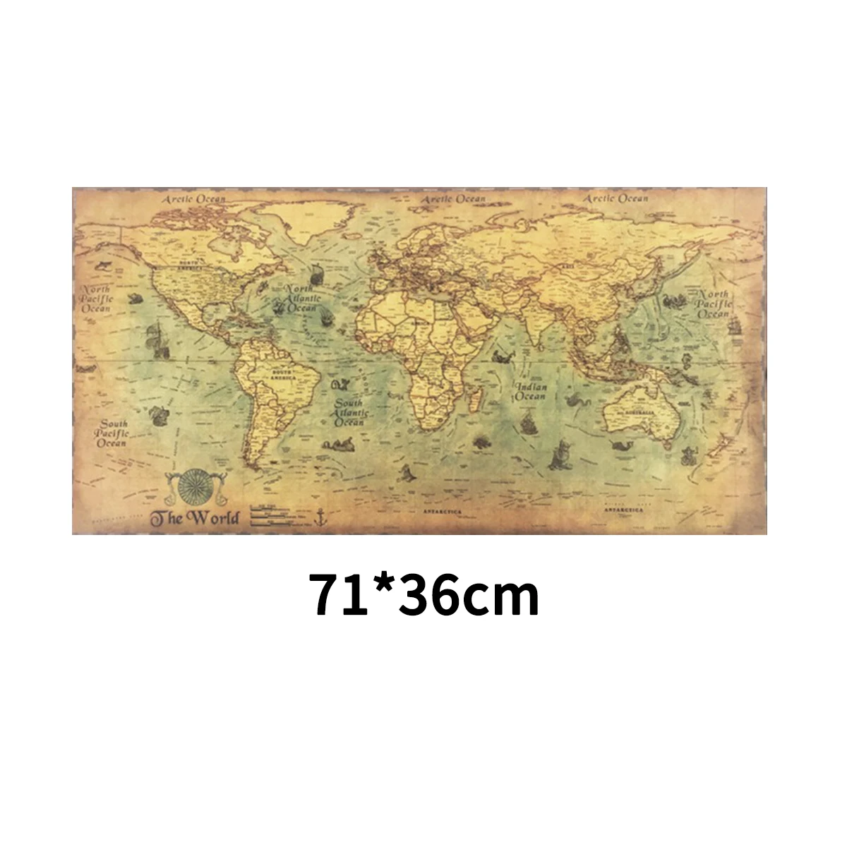 Старая навигационная карта мира крафт бумага кафе бар офис настенная ретро