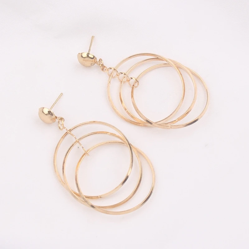 European Irregular Multi-layer Geometric Circles Drop Earrings for Women Hollow Round Long Fashion Jewelry Party | Украшения и - Фото №1