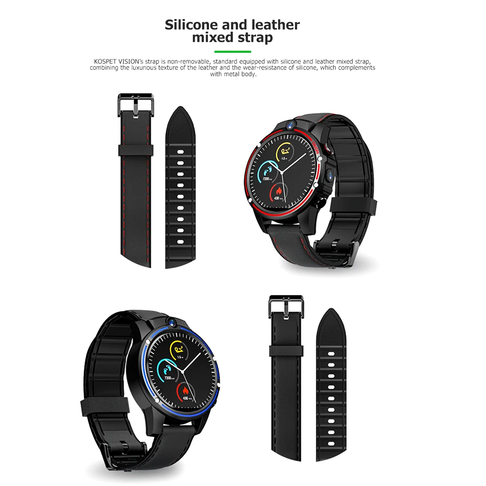 Смарт часы KOSPET Vision 3 ГБ 32 Android 7 1 двойная камера 4G Bluetooth умные GPS WIFI с sim картой для