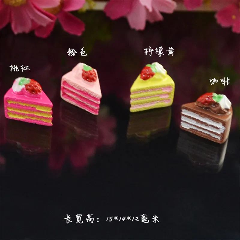 Resin Mini Strawberry Triangle Cake Play Food Toys Slider Slime Accessories Super Light Clay DIY Glue Mud Craft Materials Filler | Игрушки и