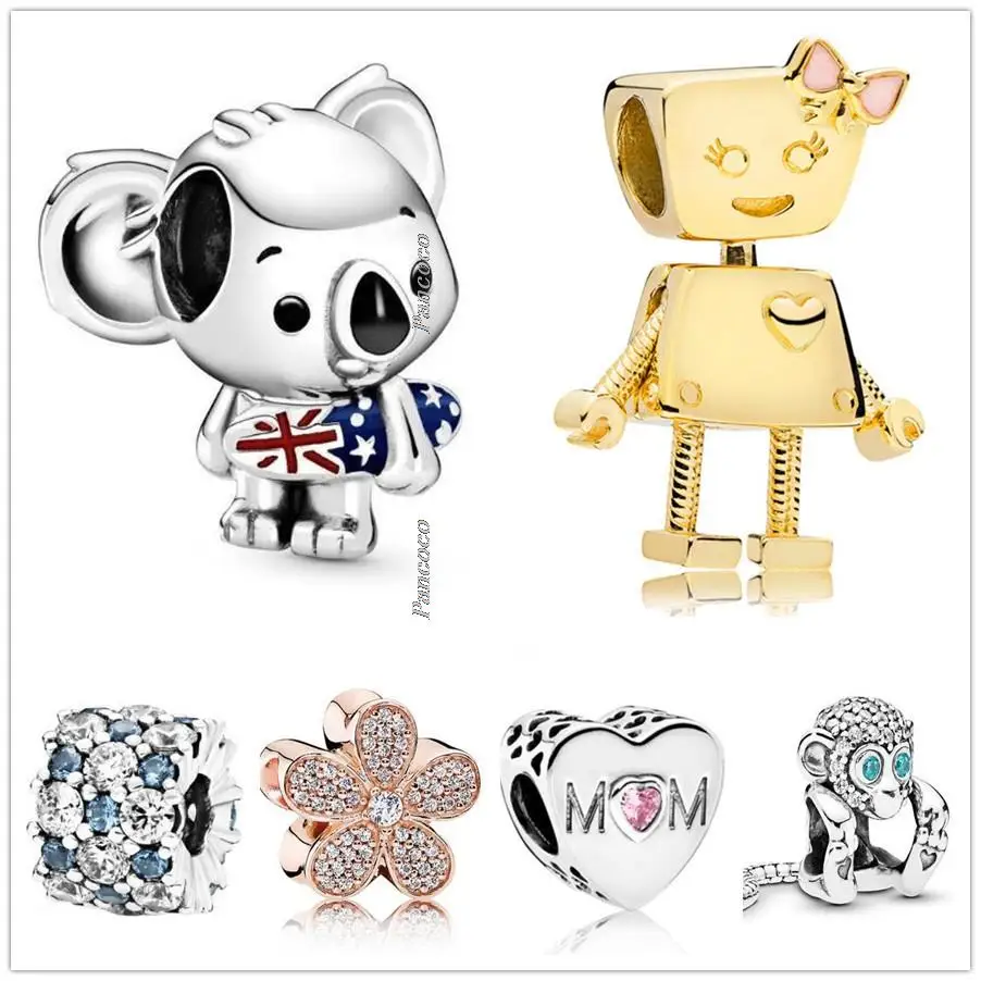 

Original 925 Sterling Silver Blue & Clear Sparkle Arm Candy With Crystal Charm Beads Fit Pandora Bracelet & Necklace Jewelry