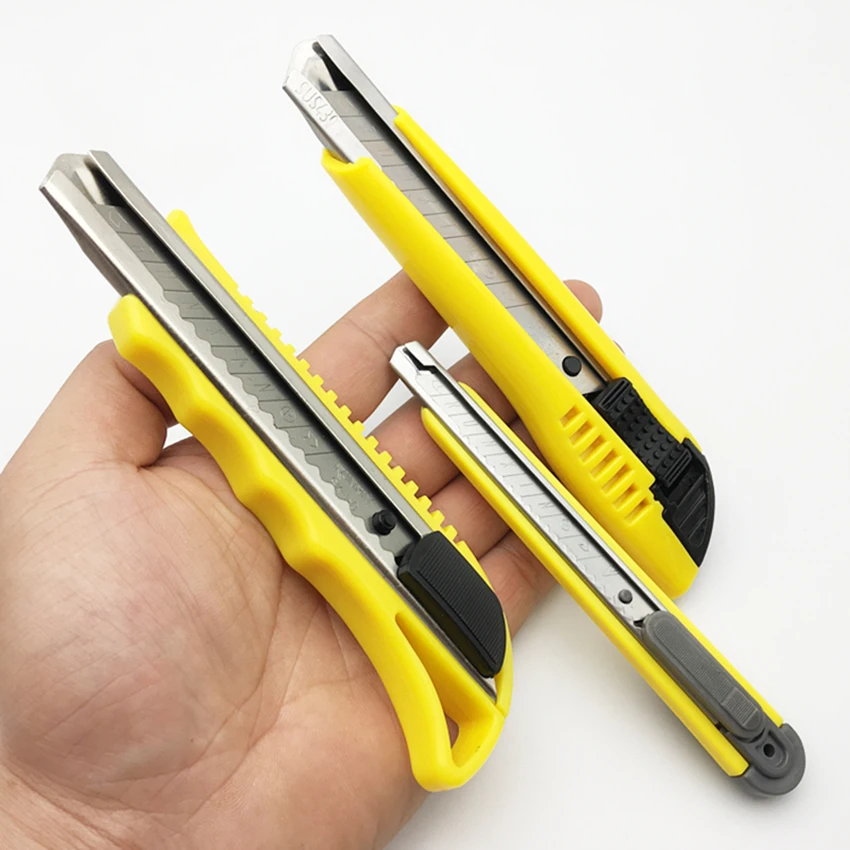 Выдвижной нож 18 мм/9 мм с ручкой из термопластичной резины лезвие стали SK5 дизайн