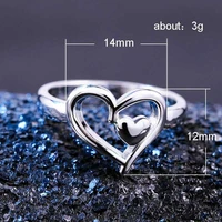 ring romantic birthday gift women heart shaped beautiful silver rings size 7 10