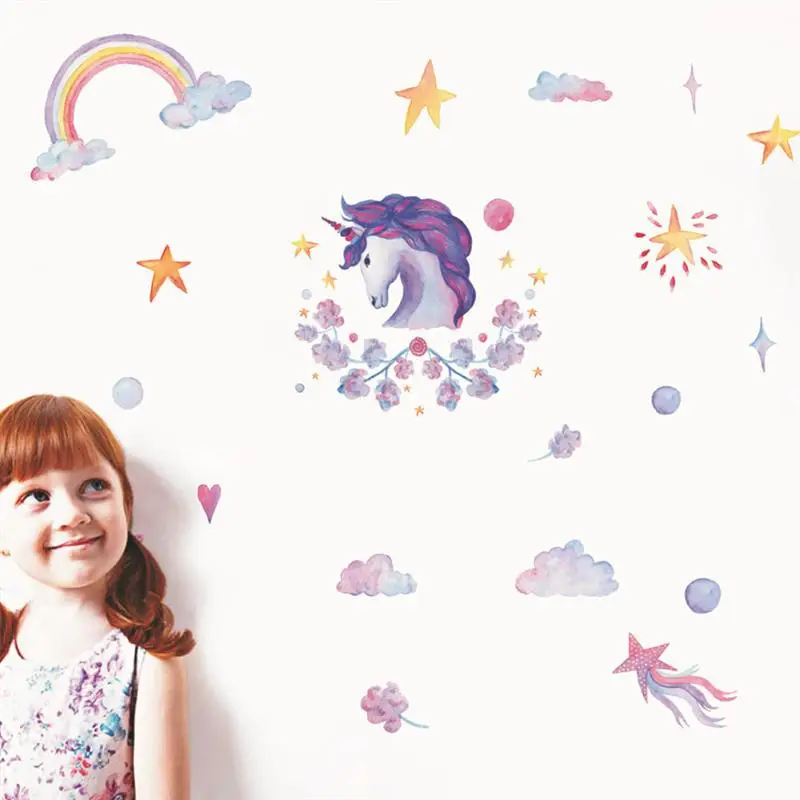 1 комплект декоративные наклейки на стену в стиле аниме Радужный Единорог