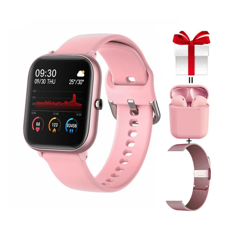

P20 Смарт-часы + ремешок + наушники/комплект Смарт-часы для женщин WhatsApp уведомления Instagram погоды Удаленная камера фитнес-трекер