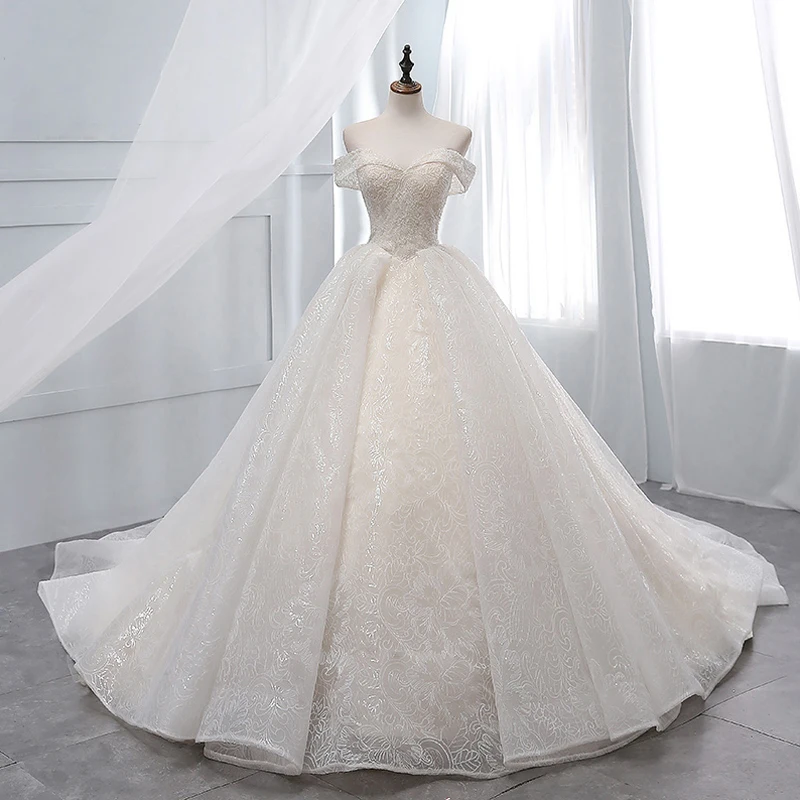 

Luxury Wedding Dresses Sleeveless Tube Top Hand-embroidered Sweetheart Gowns Beaded Off Shoulder Court Train Robe de mariée