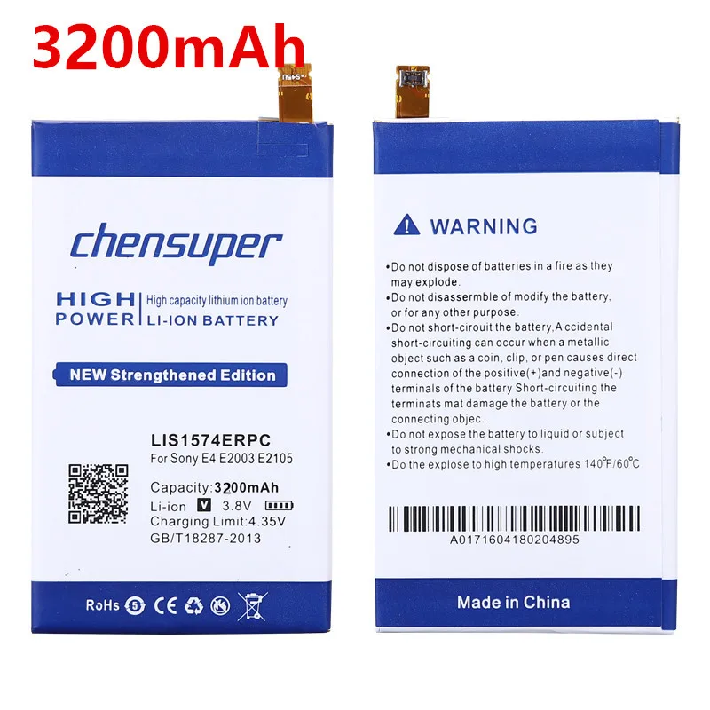 

chensuper 3200mAh LIS1574ERPC Battery For Sony Xperia E4 E4G Dual E2104 E2105 E2114 E2115 E2124 E2003 E2006 E2053 E2033 E2043