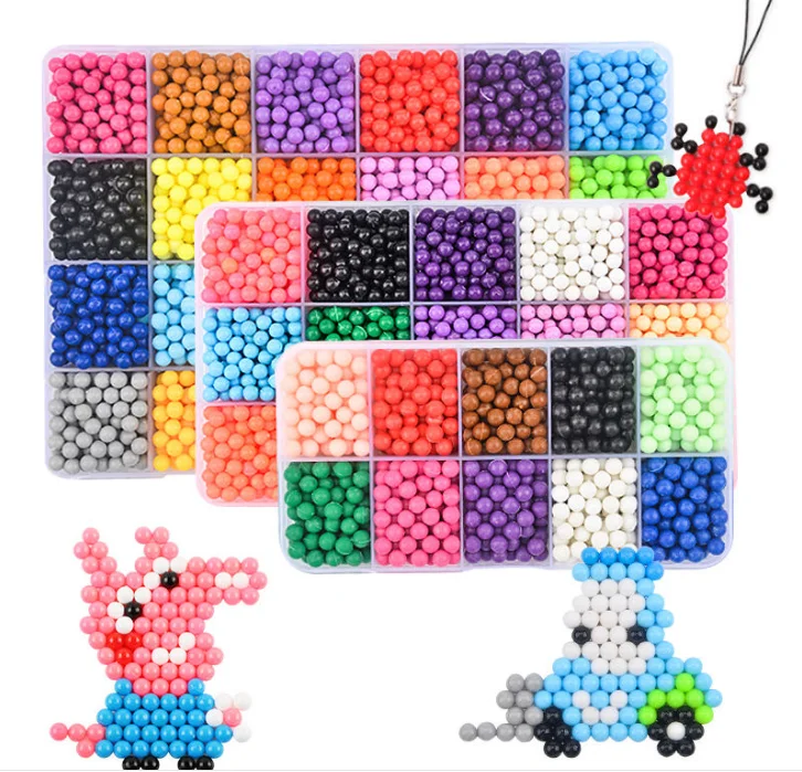 Juego de rompecabezas de 24 colores para ni&ntilde;os, cuentas adhesivas m&aacute;gicas de agua con accesorios, juguetes educativos para ni&ntilde;as y ni&ntilde;os, 3100 Uds.-0