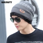 Зимняя облегающая шапка, мужская вязаная шапка GLRSBUTY, сезон 2019, теплая шапка с черепом, зимние шапки для мужчин с толстым флисом
