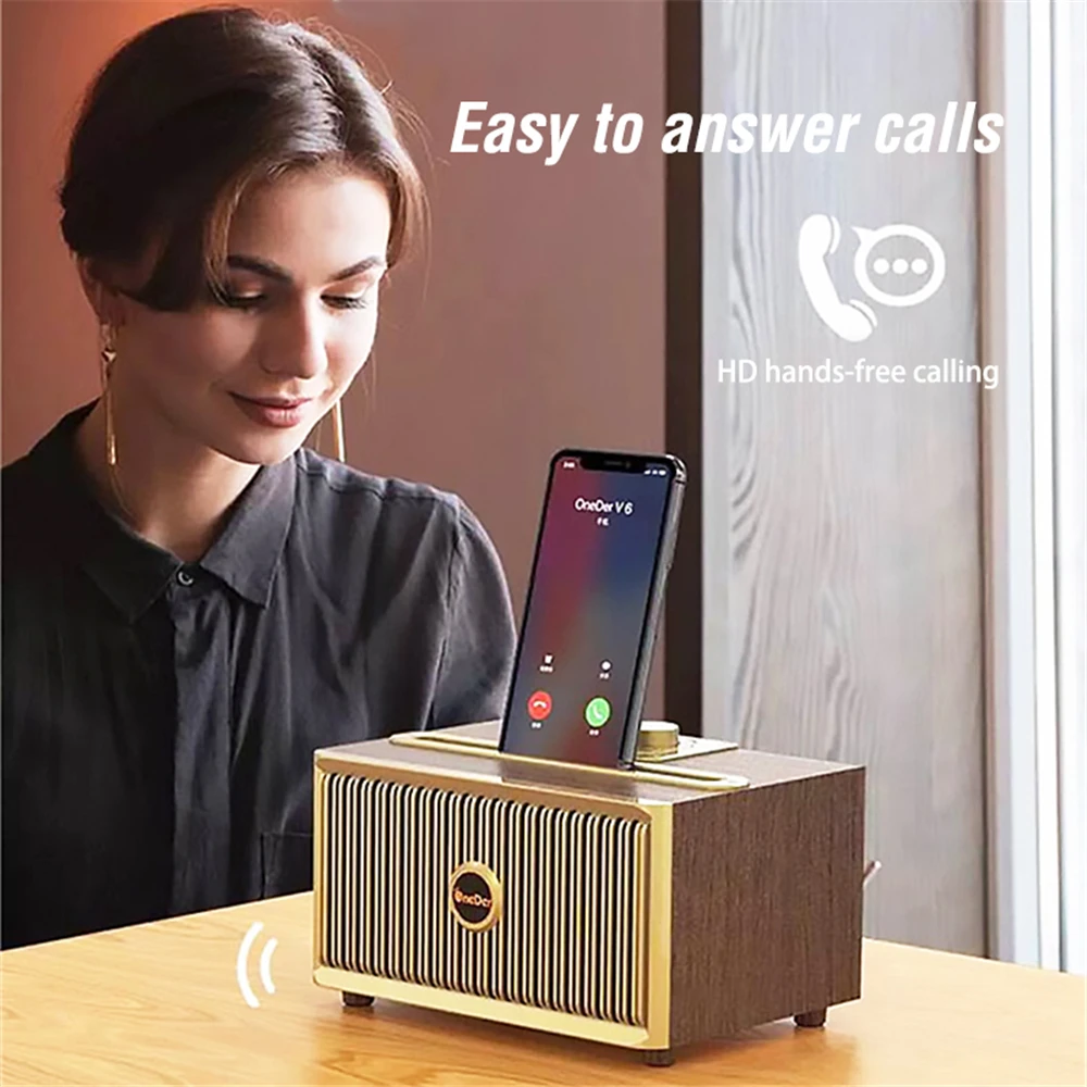 Портативный Bluetooth мини динамик OneDer V6 в стиле ретро водонепроницаемый сабвуфер с fm