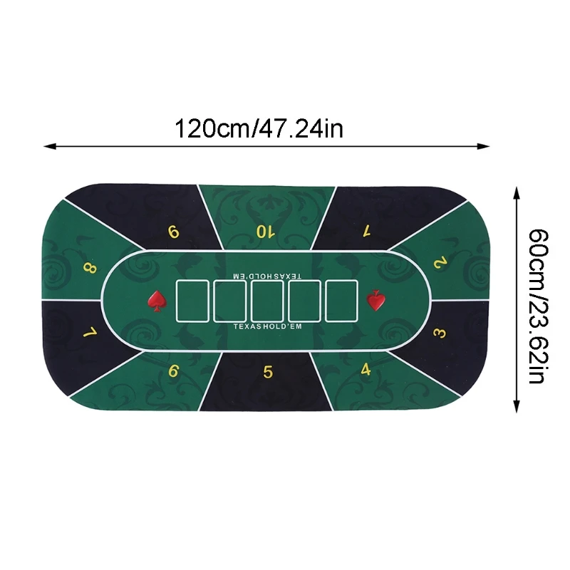 

Poker Board Game Rectangular Rubber Pad Playing Card Tablecloth Poker Card Table Mat with Storage Shoulder Bag for Club Enterta