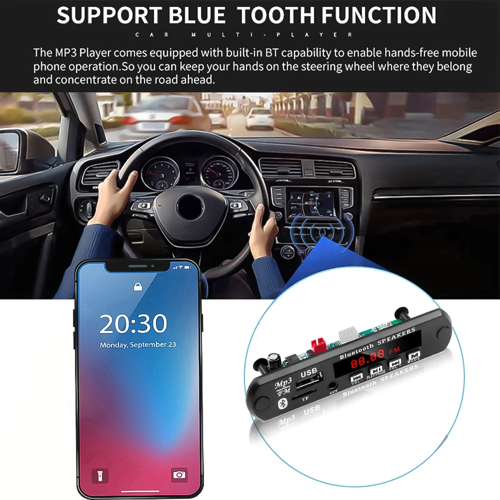 Mp3-плеер kebidu 5-12 В с Bluetooth Плата декодера громкой связи MP3 WMA аудио музыкальный