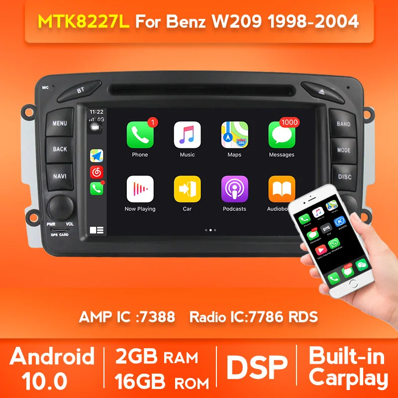 Автомагнитола на Android 10 для Mercedes Benz CLK W209 W203 W208 W210 W463 Vito Viano 1998 1999 2000 2004