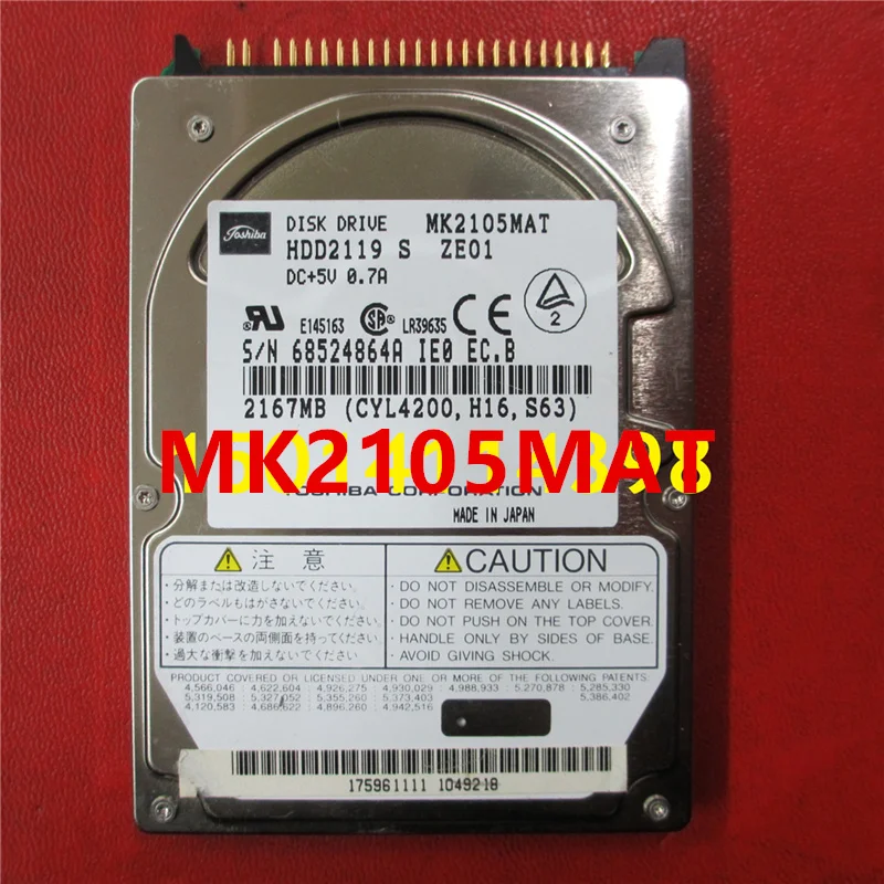 

Almost New Original HDD For Toshiba 2.1GB 2.5" 2MB IDE 4200RPM For Notebook HDD For MK2105MAT