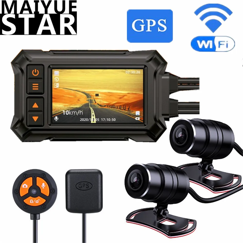 Dual Lens 30 Frames 1080p Video Recorder Gps Monitor Wifi Camera Ip67 Sony Hd Night Vision Waterproof