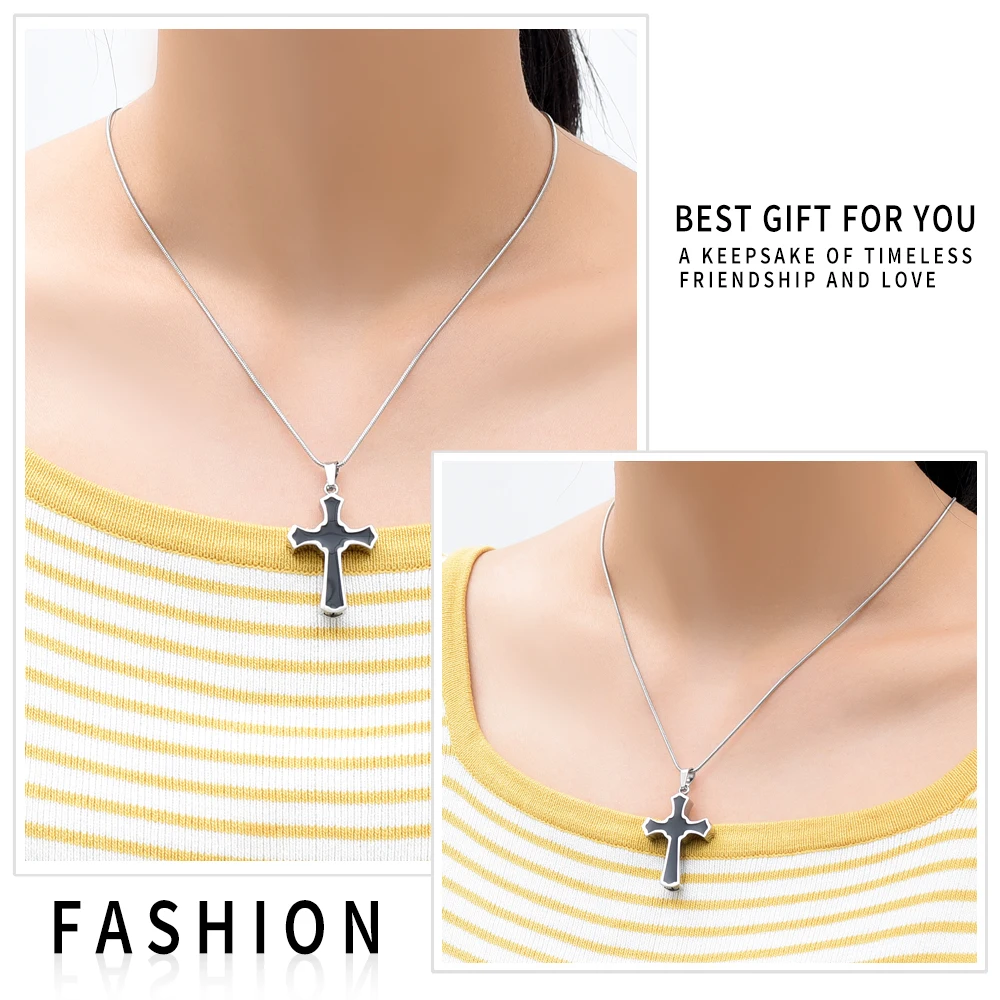 IJD8023 Classic Mens Stainless Steel Cross Urn Pendant Necklace Cremation Jewelry for Ashes Holder | Украшения и аксессуары