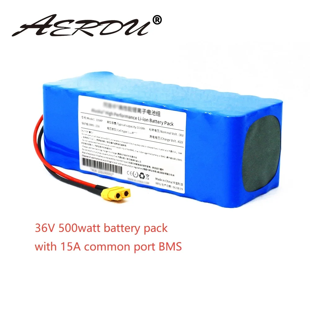 AERDU е байка 36В 10S4P 11.6Ah 250W 300W 500watt литий ионный аккумулятор пакет для