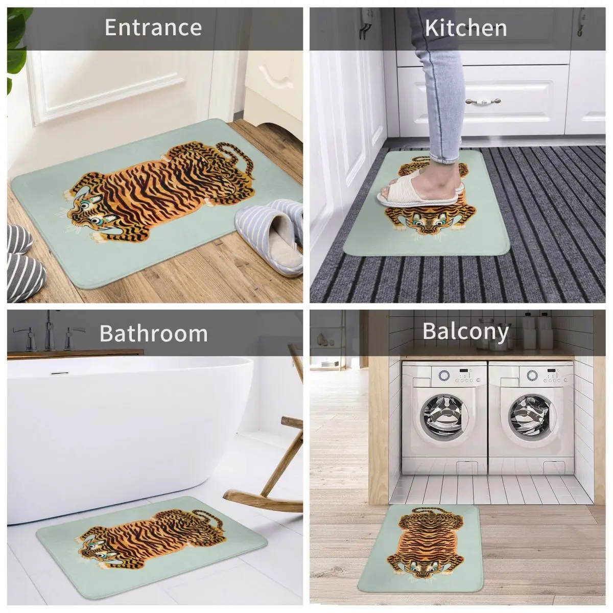 Милый золотистый Тибетский коврик из полиэстера нескользящий напольный декор