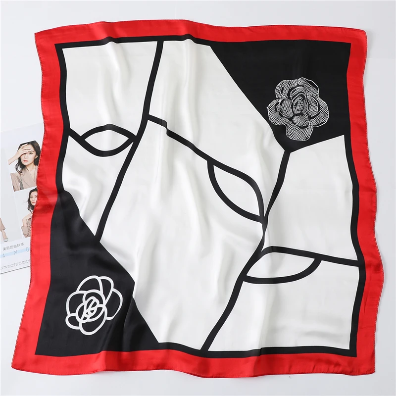 

70CmVierkante Zijden Hals Haar Sjaals Bloemen Dot Print Haarband Foulard Sjaals Bandana Pashmina Hoofddoek Tie 2020 Zomer nieuwe