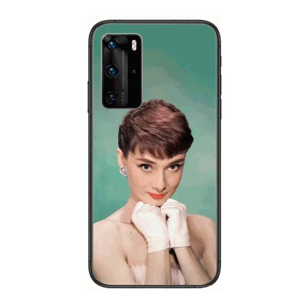 

Beautiful Audrey Hepburn Phone Case For Huawei P 40 30 20 10 9 8 Lite E Pro Plus Black Etui Coque Painting Hoesjes comic fashio