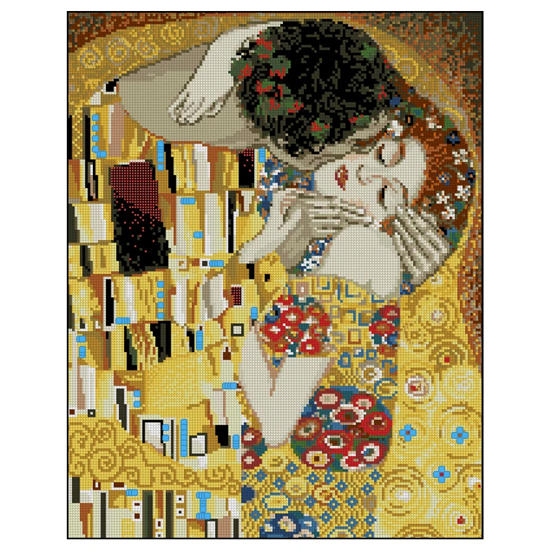 Высокое качество милый набор с счетным крестом картина Kiss G Klimt абстрактная Riolis