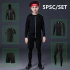 Быстросохнущий детский спортивный комплект для бега, мужские и женские спортивные костюмы, баскетбольные колготки, одежда, нижнее белье для спортзала и фитнеса, спортивный костюм, спортивная одежда