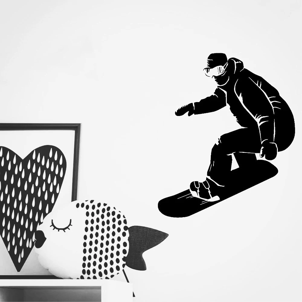 

HDJWU Сноубордист Экстремальные виды спорта, виниловые наклейки на стены для детей Спальня наклейки декор для комнаты мальчика Наклейки на ст...
