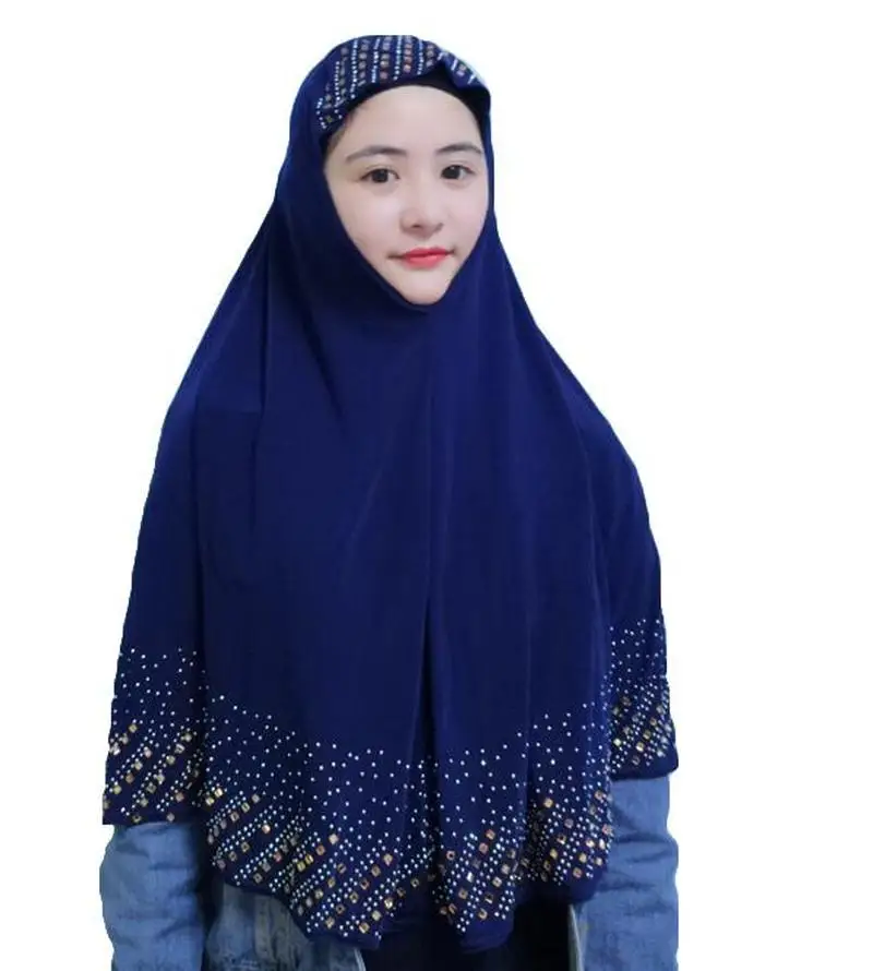 

Ramadan Muslim Prayer Garment Hijab Women Long Hijab Scarf Headwrap Overhead Abaya Khimar Islamic Headscarf Full Cover Shawl