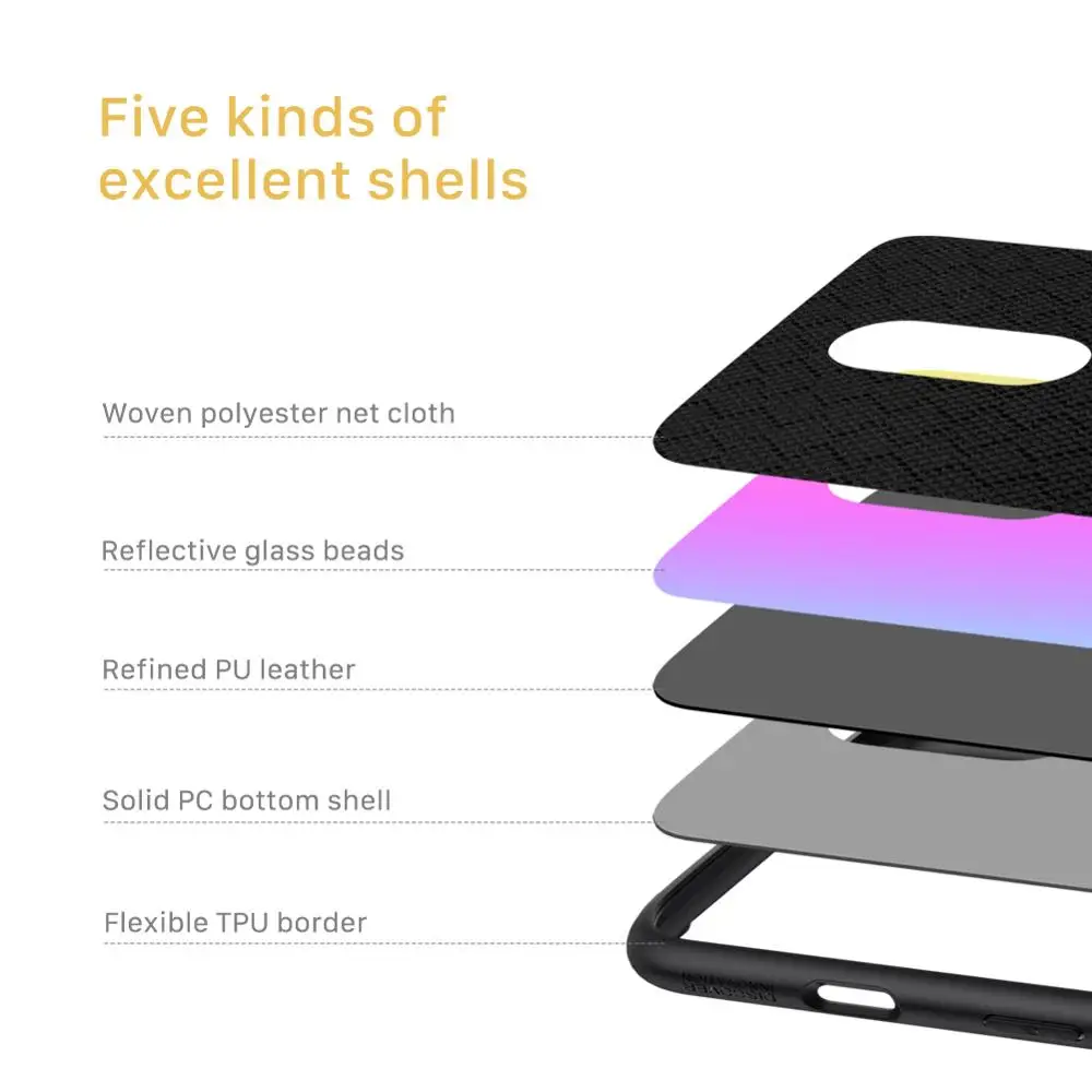 Для Oneplus7 Oneplus 7 pro One plus 7pro чехол мерцающие Чехлы Nillkin Твердый ПК и мягкий ТПУ градиент полиэфирные Светоотражающие задняя крышка
