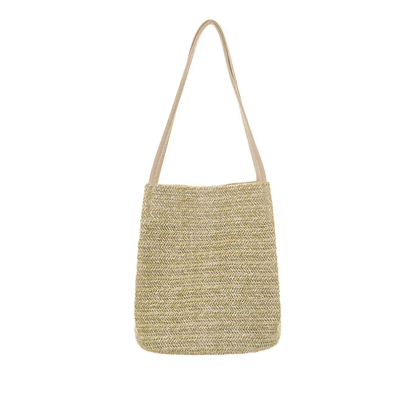 beige tote Женская сумка ручной работы из ротанга с пятиточечной звездой, искусственная кожа, с пряжкой, сумка через плечо, круглая богемная сумка, женские сумки - Цвет: beige tote