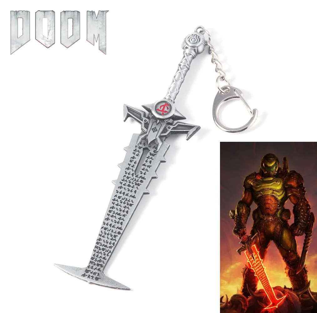 

Game Doom Eternal Keychain Slayer Crucible Blade Sword Key Chain Titan Class Weapon Model Pendant for Men Cool Jewelry Gift