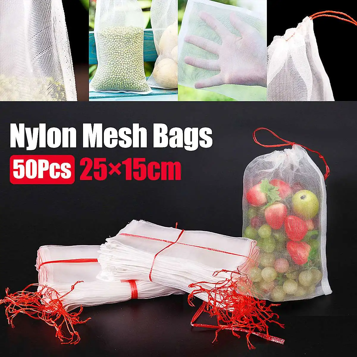 

50Pcs/set Garden Netting Bags Vegetable Grapes Apples Fruit Protection Bag Agricultural Pest Control Anti-Bird Mesh Grape Bags