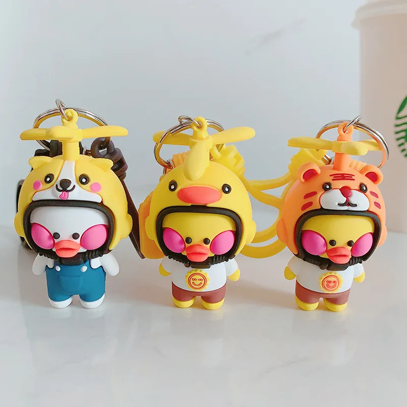 Модные милые маленькие брелоки с желтой уткой автомобильные бамбуковой