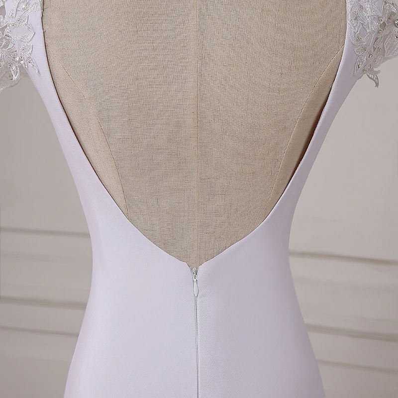 ADLN New Long White Mermaid Wedding Dresses Cheap Scoop Neck Open Back Beach Boho Gowns Court Train Robe De Mariage|robe de mariage|boho wedding