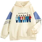 Новинка 2021 г., худи в стиле K-POP для мужчин и женщин, корейский Повседневный Свободный свитшот контрастных цветов с длинным рукавом, уличный Топ унисекс