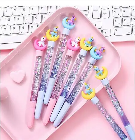 Мультфильм Единорог Луна гелевые черные чернила для ручки письма canetas материал