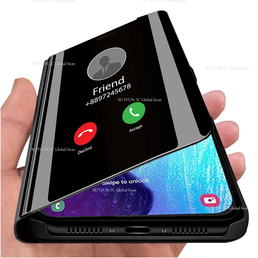 Зеркальные Чехлы для Samsung Galaxy A50 противоударный чехол с откидной крышкой и