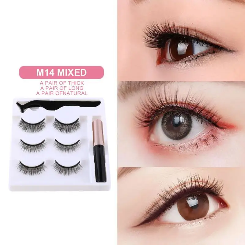 Magnetic Eyelashes 3D Mink Eyeliner Natural False Lashes Lasting 5sets Eyelash Makeup Tool TSLM2 | Красота и здоровье