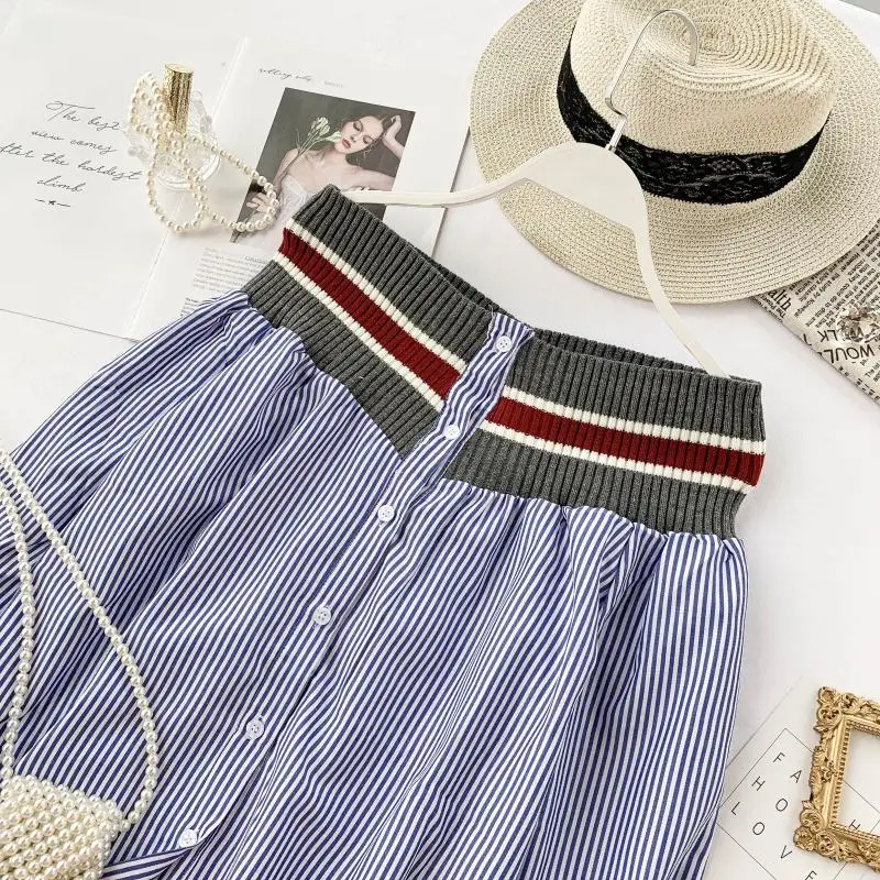 Женская хлопковая рубашка в полоску с рукавами-фонариками |