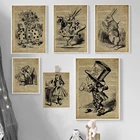 Настенный плакат Алиса в стране чудес, словарь, искусство, кролик с трубой, королевы, Картина на холсте, для гостиной, домашний декор, принты