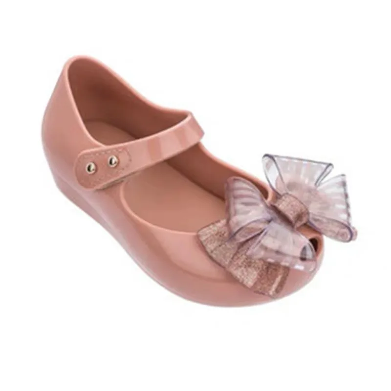 Mini Melissa ultragrl/ новые оригинальные прозрачные сандалии для девочек детские сандалии с бантом детская пляжная обувь Нескользящая обувь для малышей - Цвет: pink