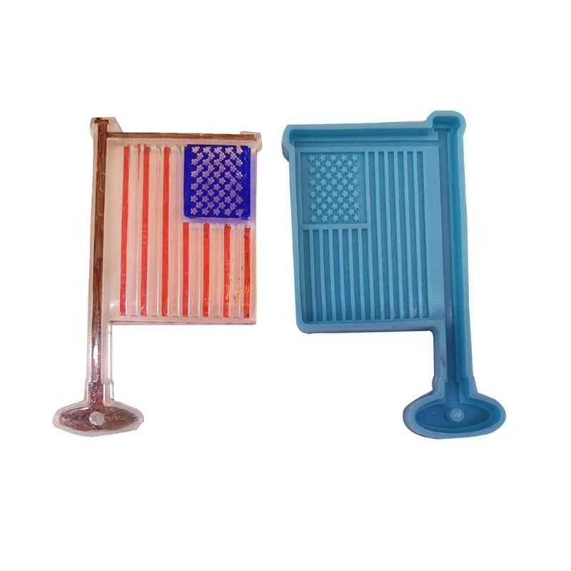 

Shiny Glossy US Independence Day Flag Keychain Silicone Epoxy Resin Mold DIY Keychain Pendant Jewelry for Gift Craft